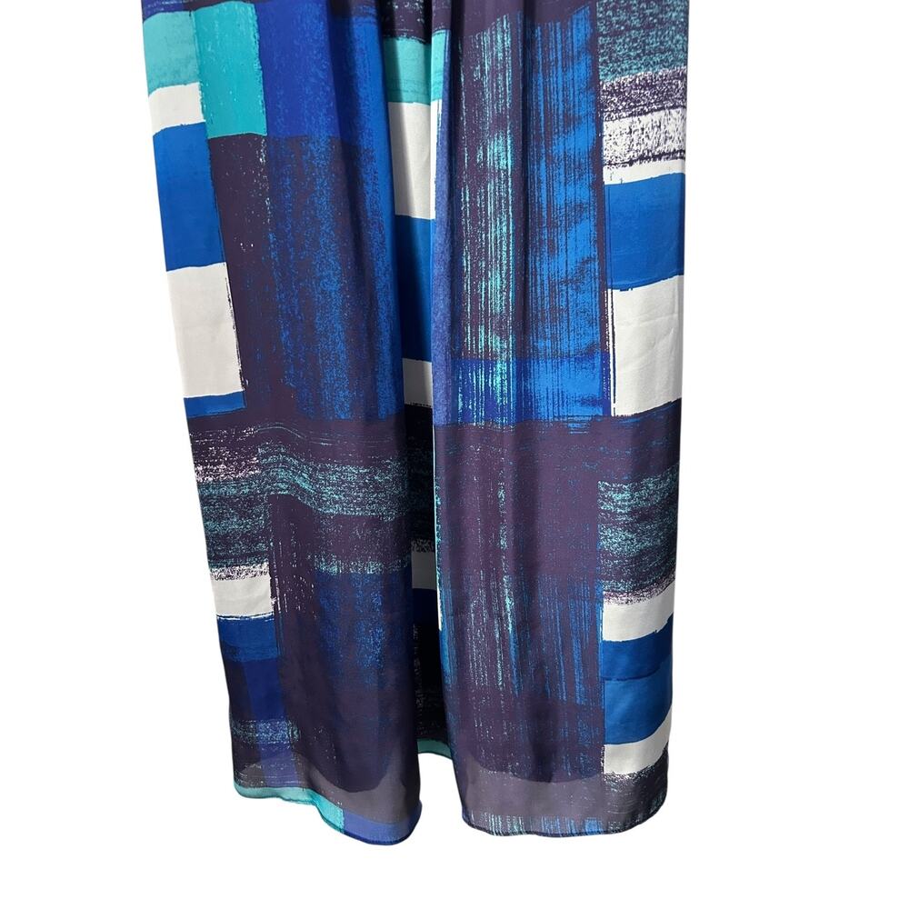 Ann Taylor Dress Petite Size 8P Blue White Geometric Colorblock Sleeveless Maxi‎ - Picture 3 of 12